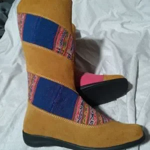 Chakana Roots Custom Made Boots size 11.5/12, black suede, red/brown/multi Chakana Roots | Shoes | Chakana Roots Size 6 Leather Boots  main image 3
